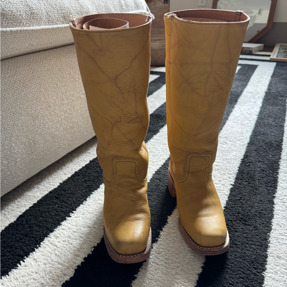 Frye Yellow Leather Campus Boots